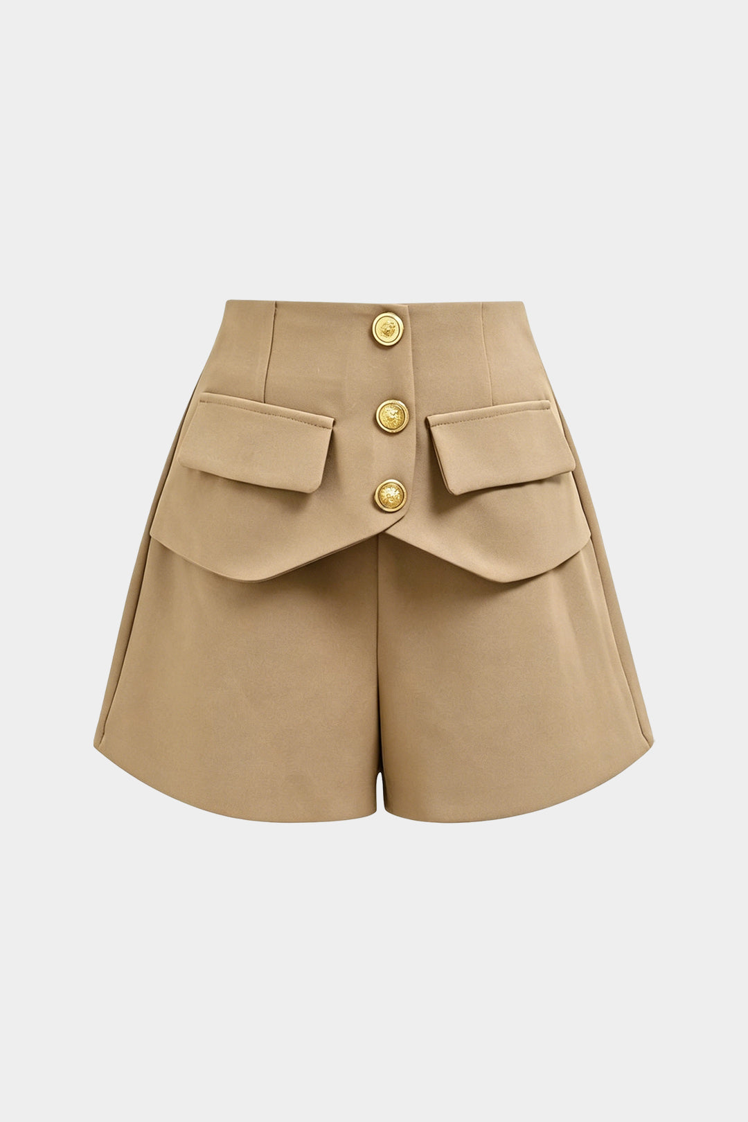 Metallic Button High Waist Shorts