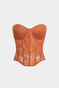 Lace Embroidery Zipper Hollow Out Tube Top