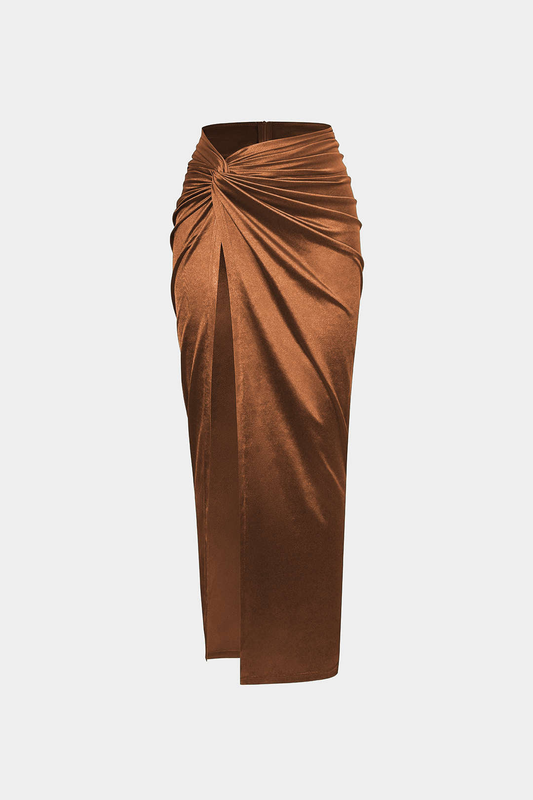 Twist Detail High Slit Midi Skirt