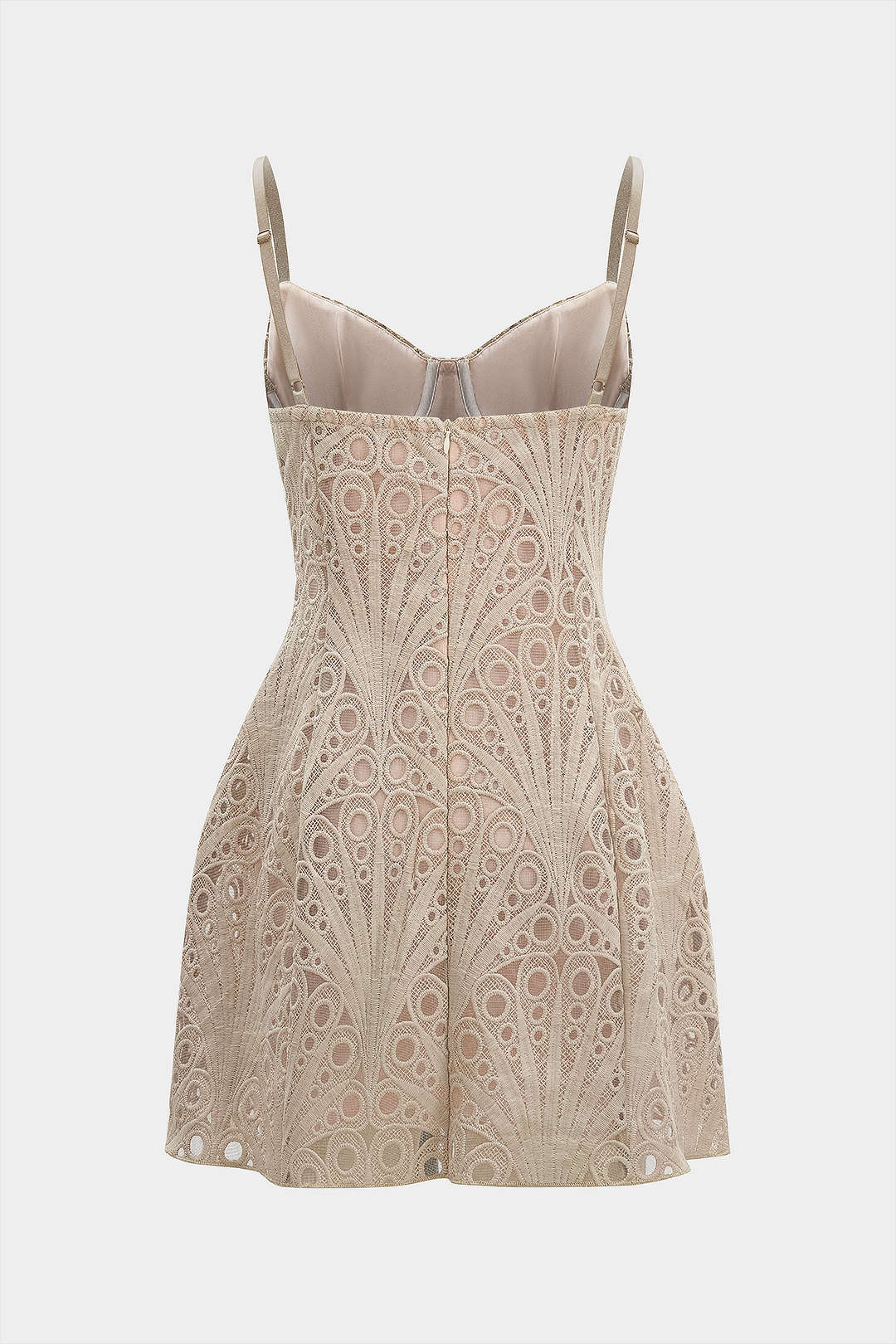 Lace Bustier Zipper Sleeveless Mini Dress