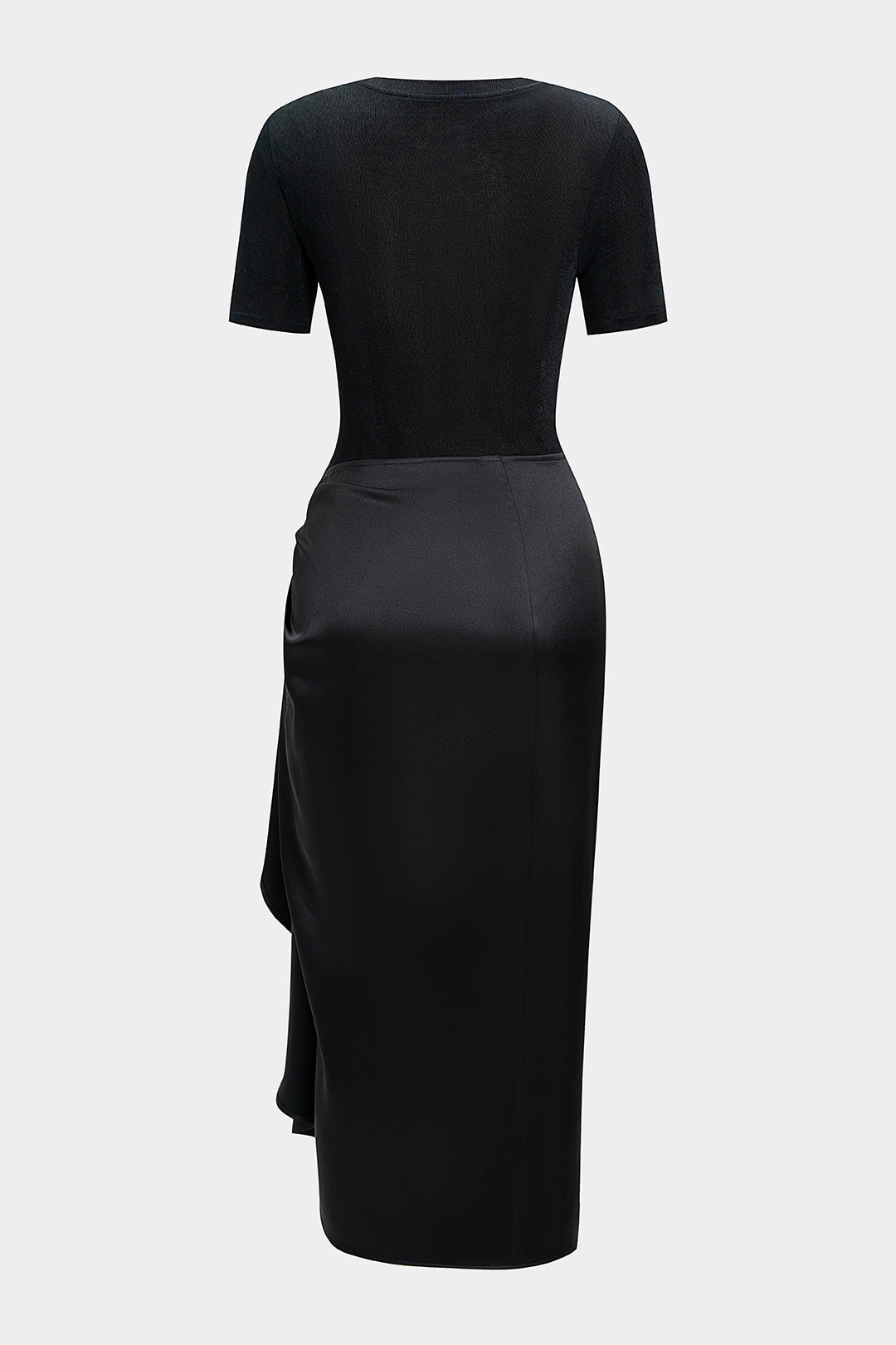 Metallic Decor Ruched Short Sleeve Midi Dress