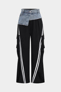 Denim Patchwork Pocket Trousers