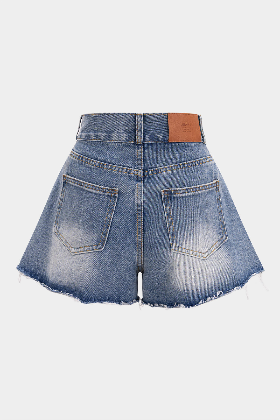 Denim High Waist Frayed Wide Leg Shorts