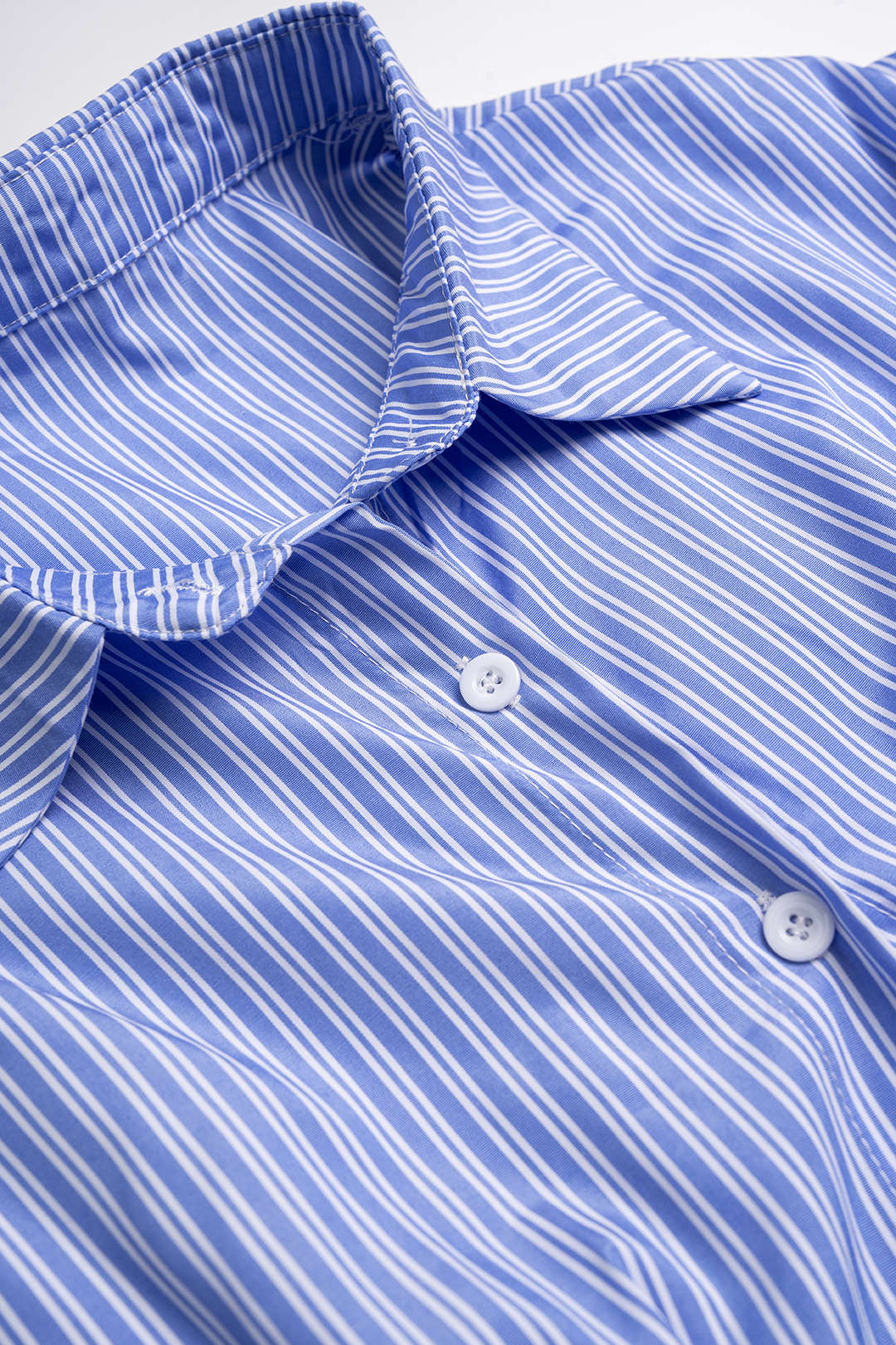 Stripes Print Lapel Button Pleated Short Sleeve Maxi Dress