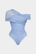 Mesh One Shoulder Sleeveless Bodysuit