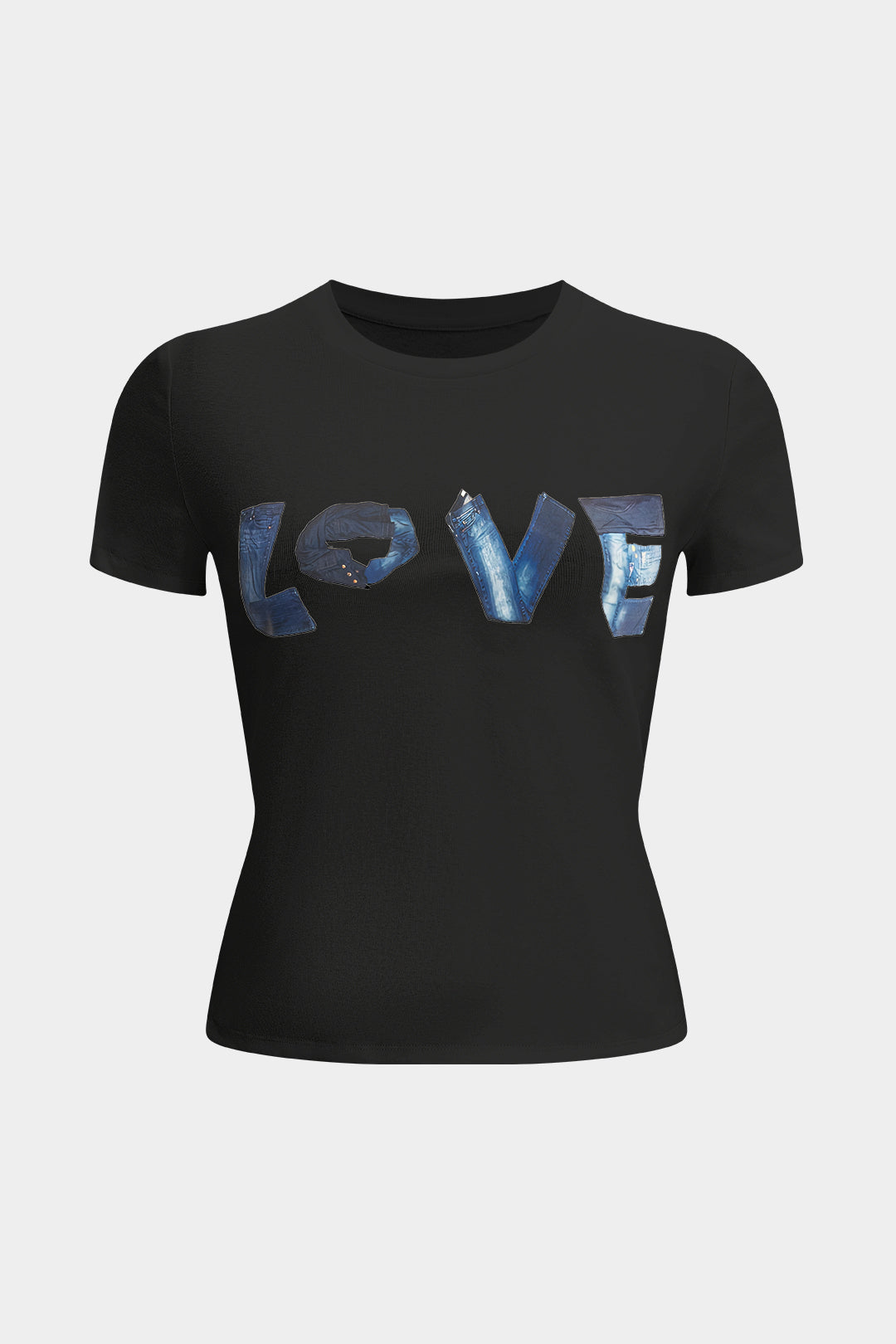 Letter Print Round Neck Short Sleeve T-Shirt