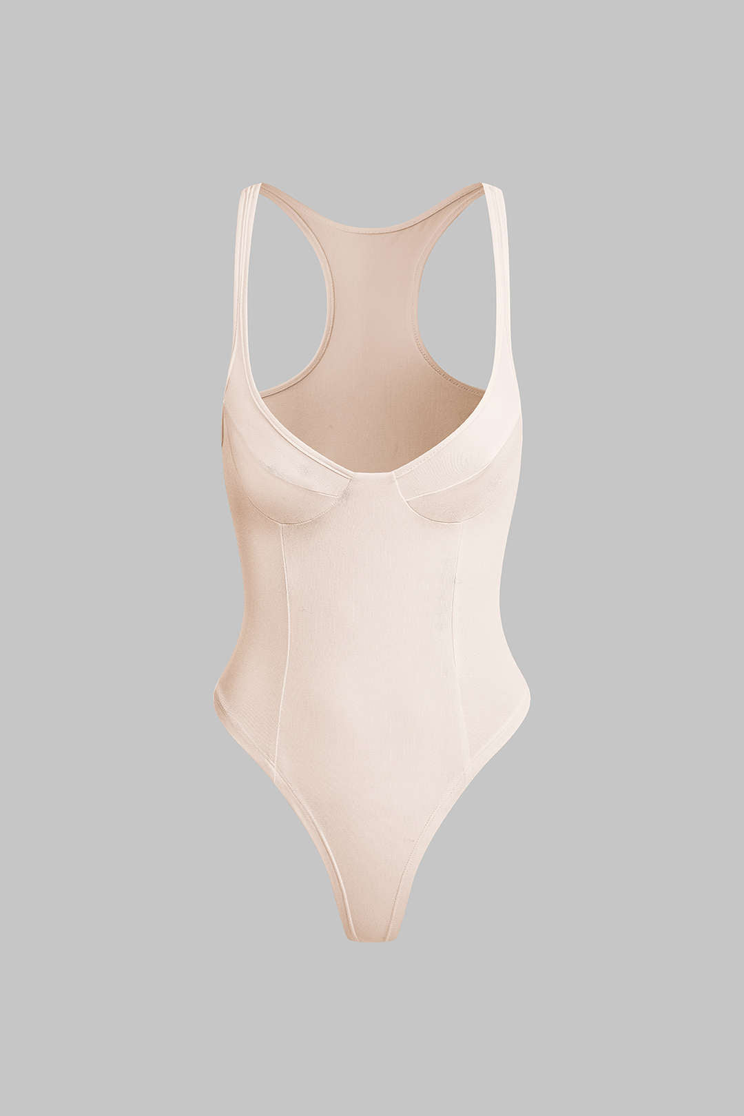 Basic Solid Deep-V Neck Bustier Bodysuit