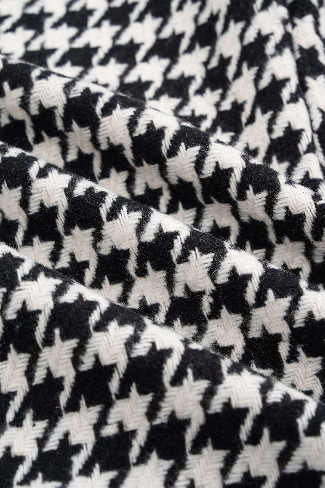 Houndstooth Print Button Ruched V-Neck Long Sleeve Mini Dress