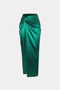 Twist Detail High Slit Midi Skirt