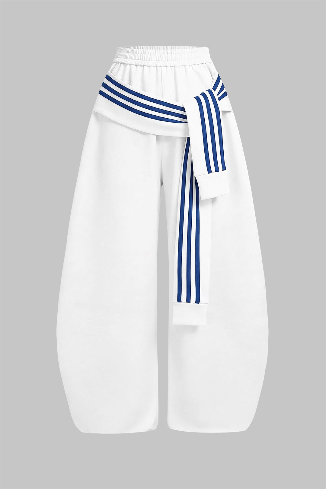 Contrast Striped Knotted High Waist Pants