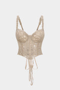 Lace Trim Bustier Corset Tie-Back Cami Top
