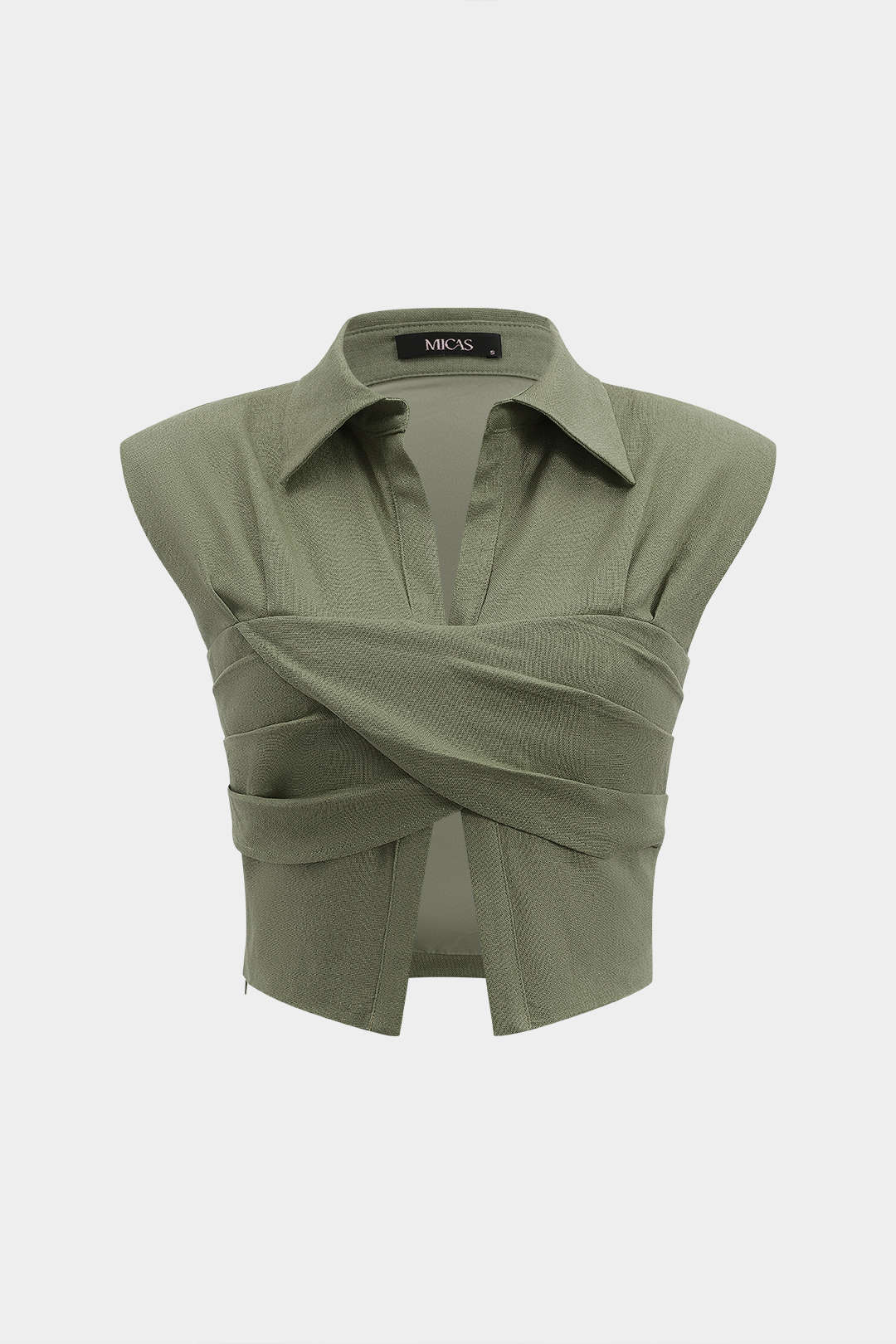 Linen Crossed Ruched Tank Top