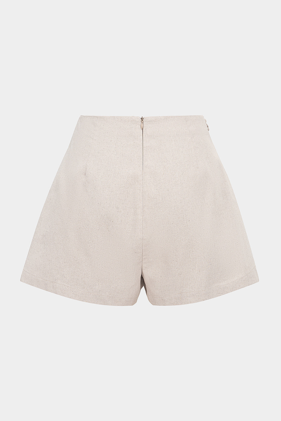 Linen Asymmetrical Twist Knot Zipper Shorts