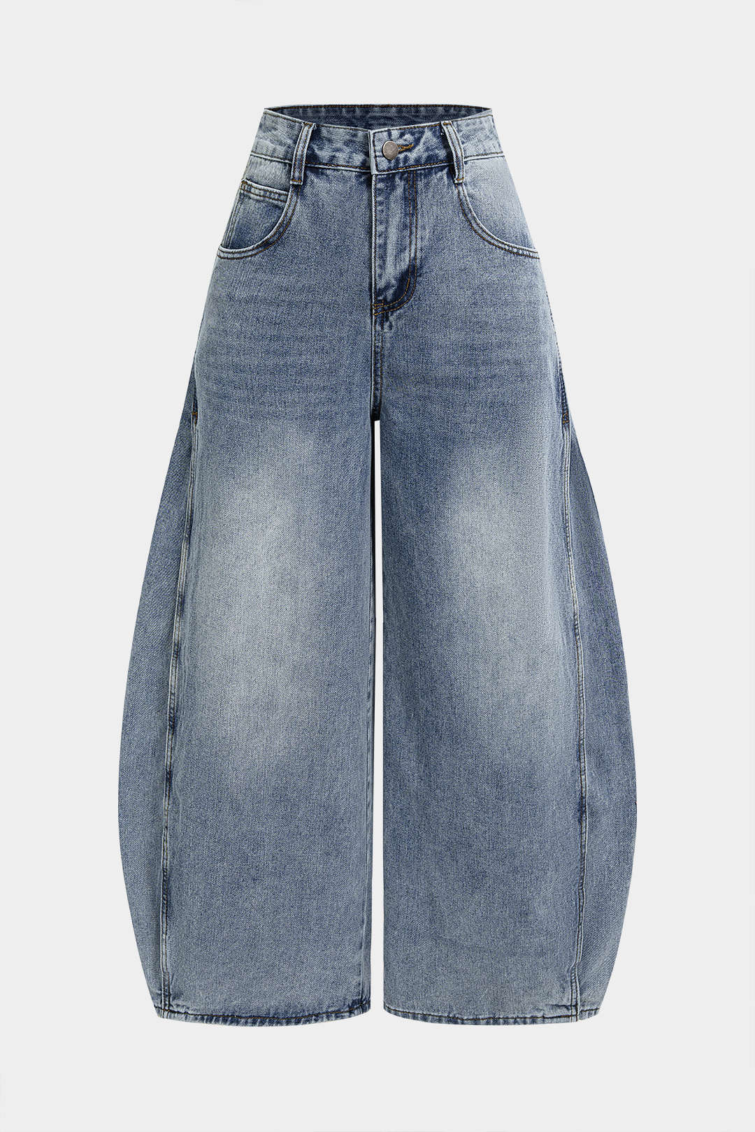 Denim Plaid Print Tie-Up Pocket High Waist Jeans