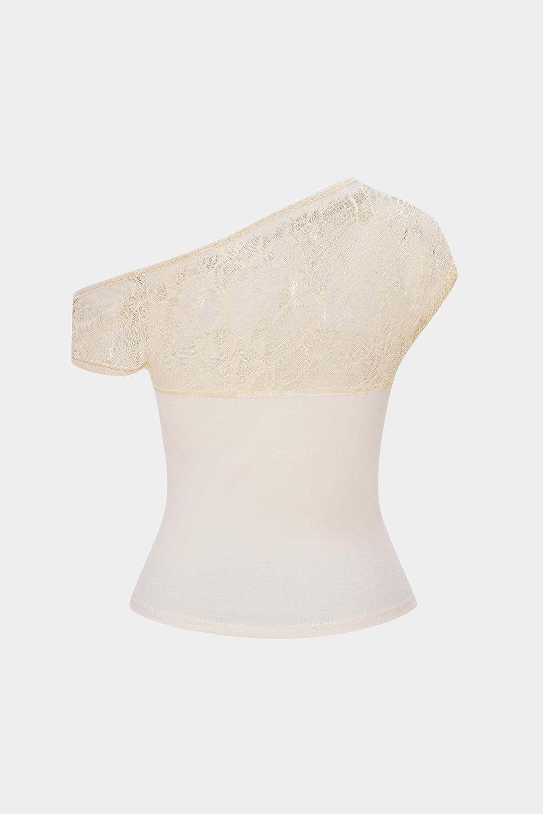 Lace Patchwork Twist Knot One Shoulder Sleeveless Top