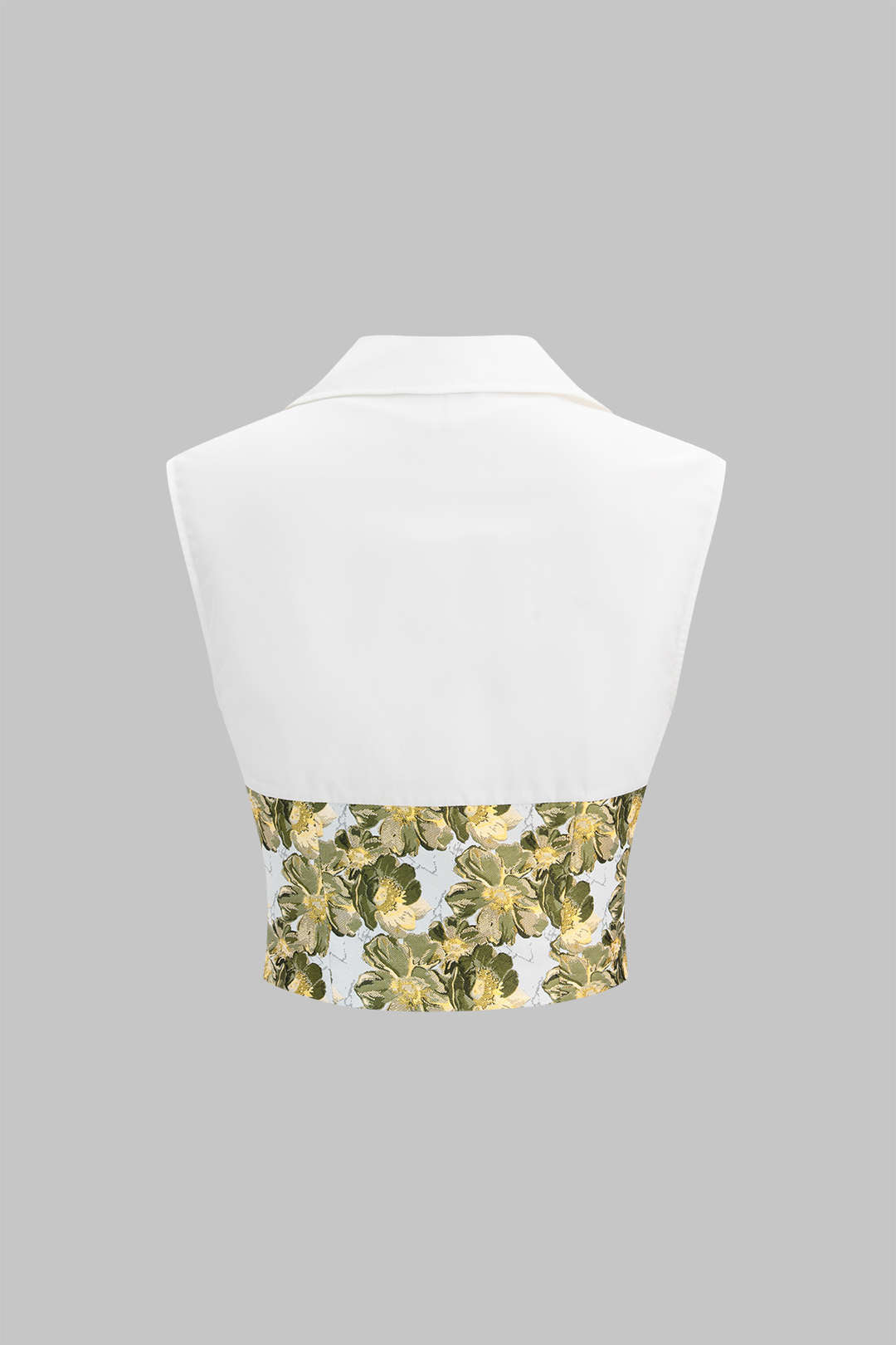 Floral Print Jacquard Patchwork V-Neck Tank Top