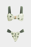 Contrast Coconut Palm Print Bikini Set