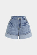 Denim Asymmetrical Pocket Shorts
