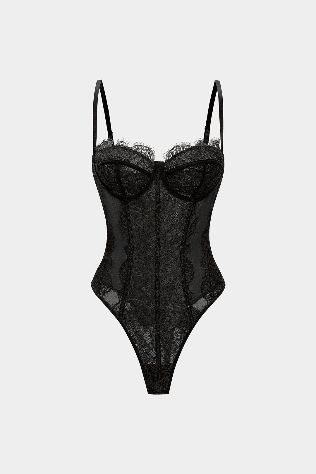 Mesh Sheer Patchwork Bustier Corset Slip Sleeveless Bodysuit