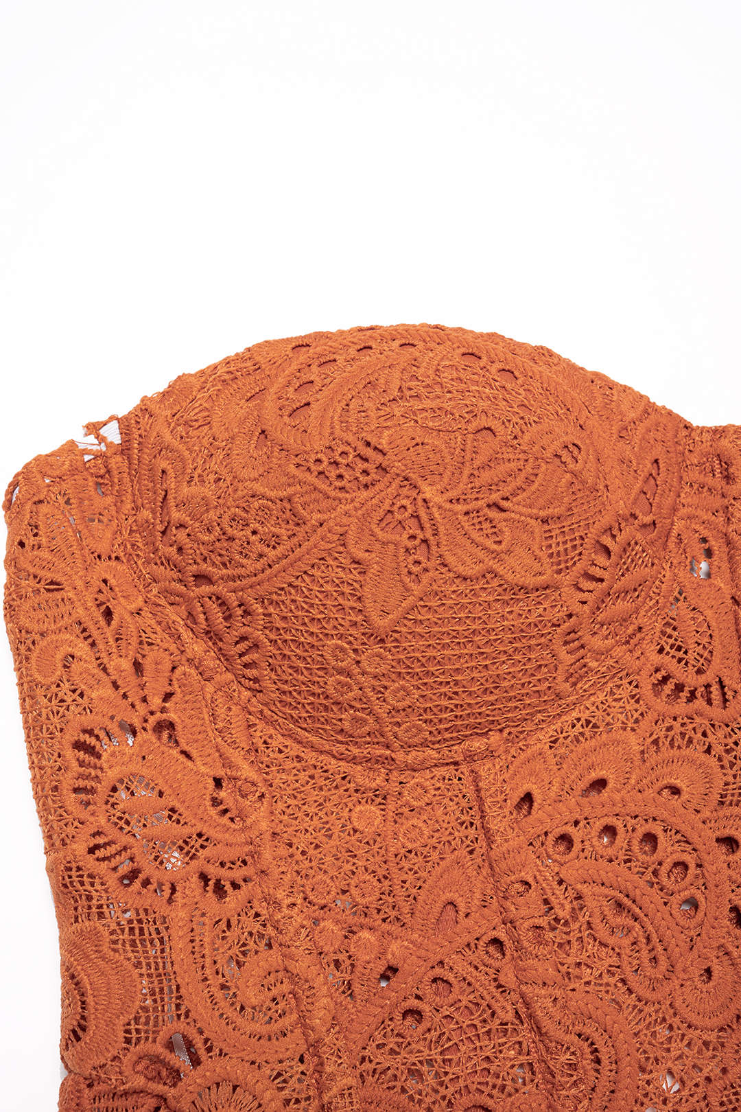 Lace Embroidery Zipper Hollow Out Tube Top