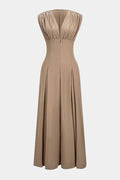 V-Neck Ruched Sleeveless Jumpsuit