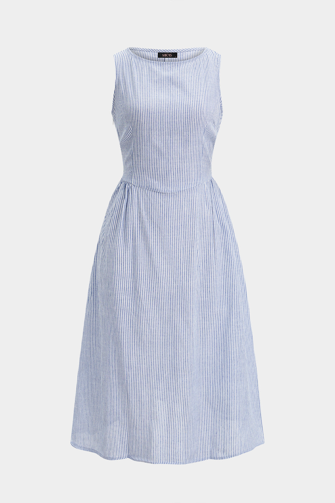 Stripes Print Sleeveless Midi Dress