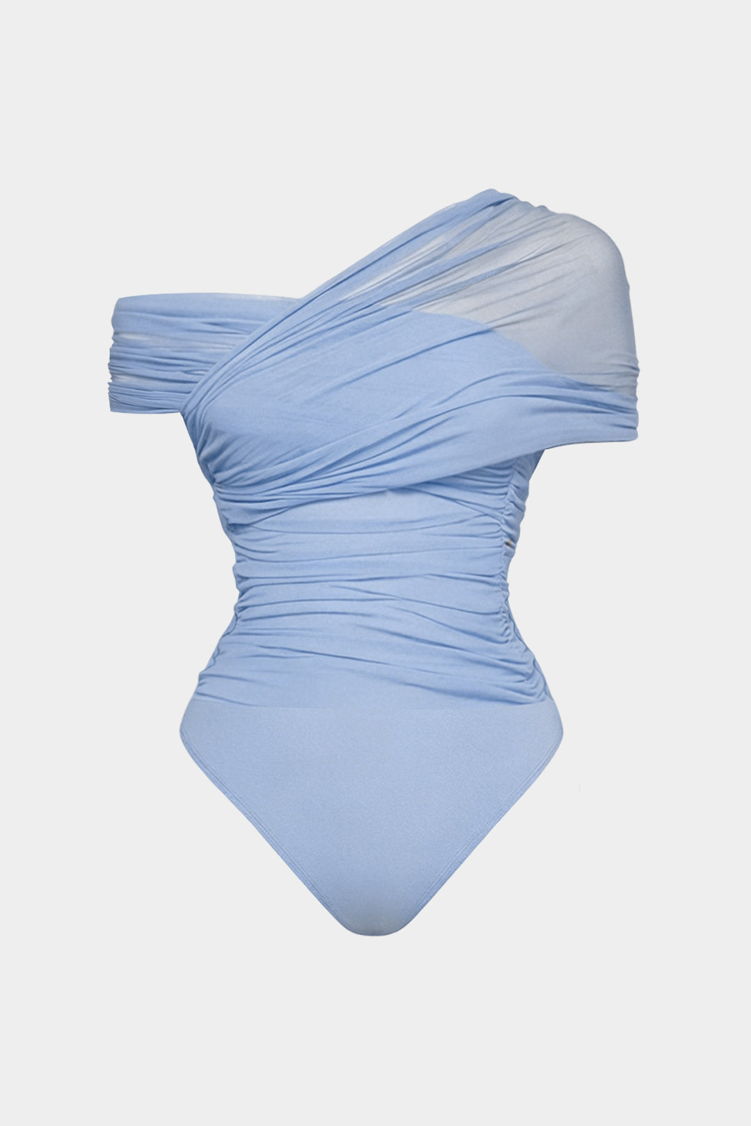 Mesh One Shoulder Sleeveless Bodysuit