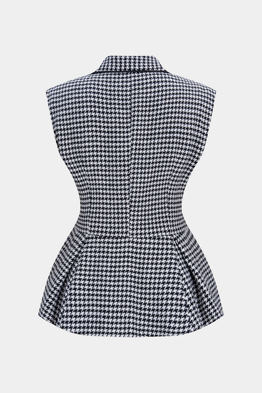 Houndstooth Print Tweed Notched Lapel Vest