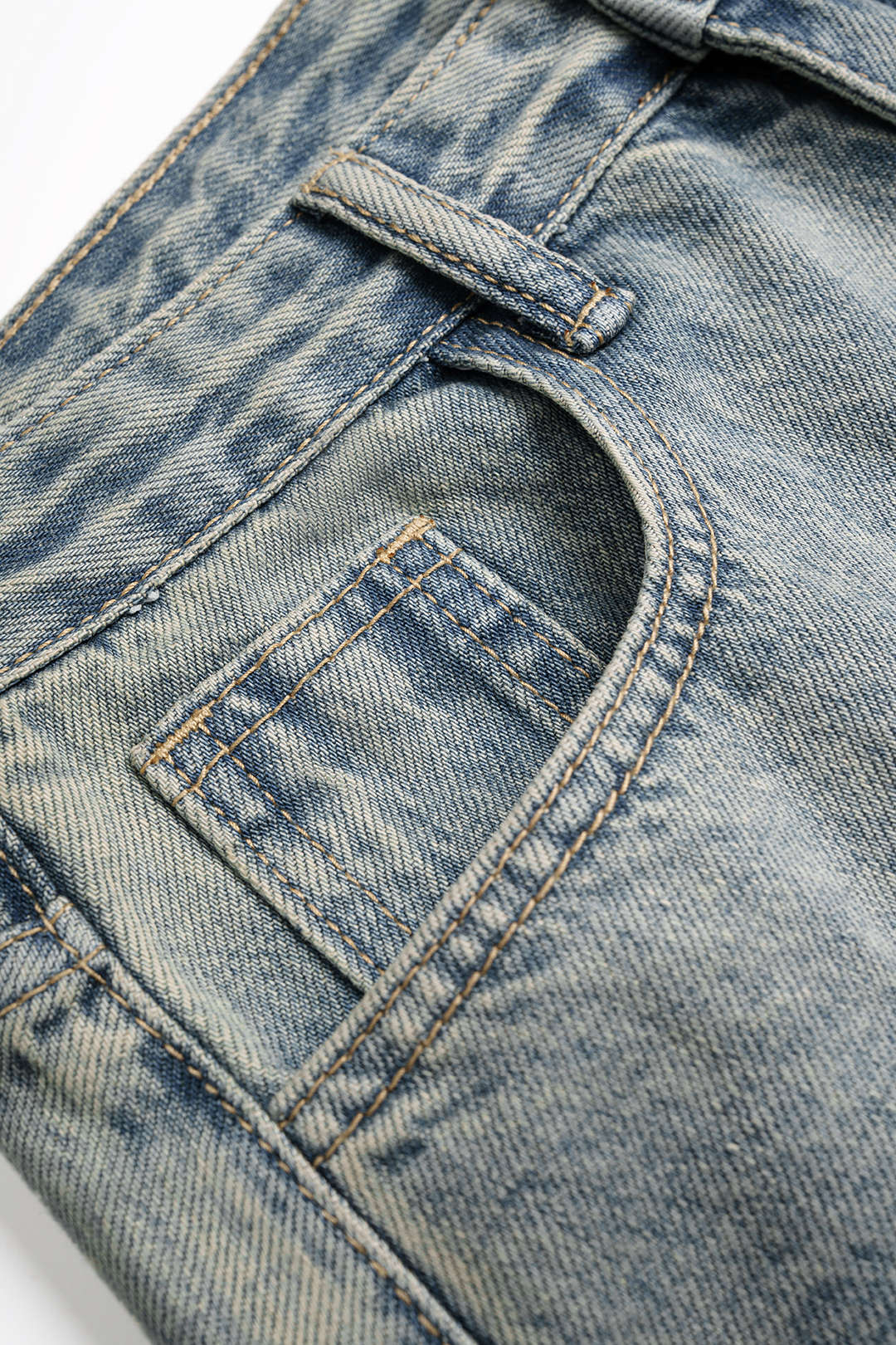 Denim Frayed Pocket High Waist Skirt
