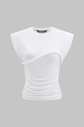 Solid Twist Round Neck T-Shirt