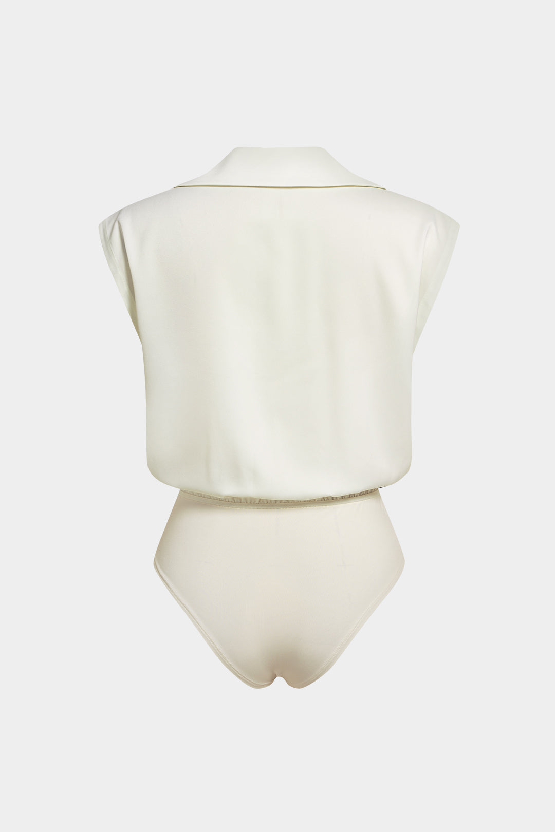 Lapel V-Neck Button Sleeveless Bodysuit