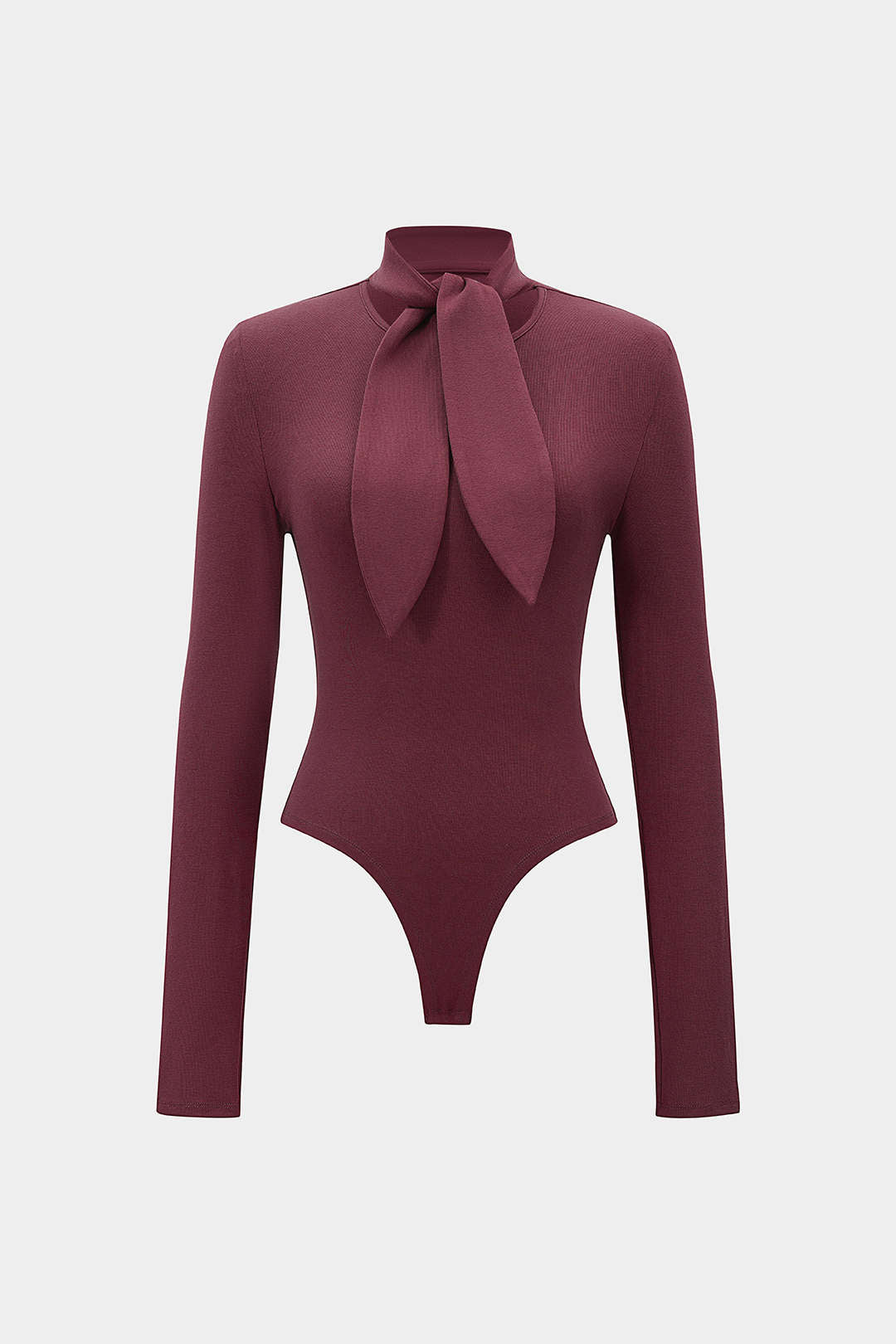 Round Neck Tie Front Long-Sleeve Bodysuit