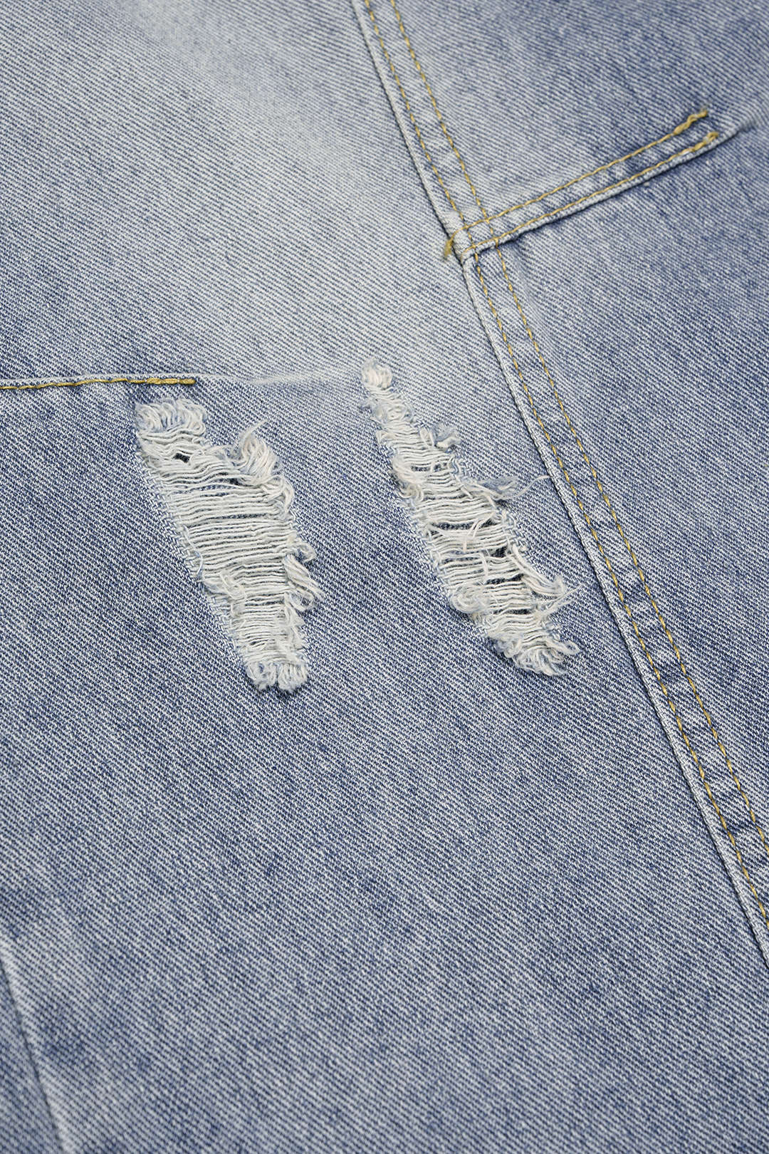 Denim Frayed Pocket Wide Leg Jeans