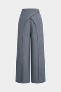 Metallic Decor High Waist Straight Leg Pants