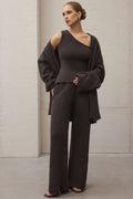 3PC Asymmetrical Tank Top And Wide Leg Pants Set
