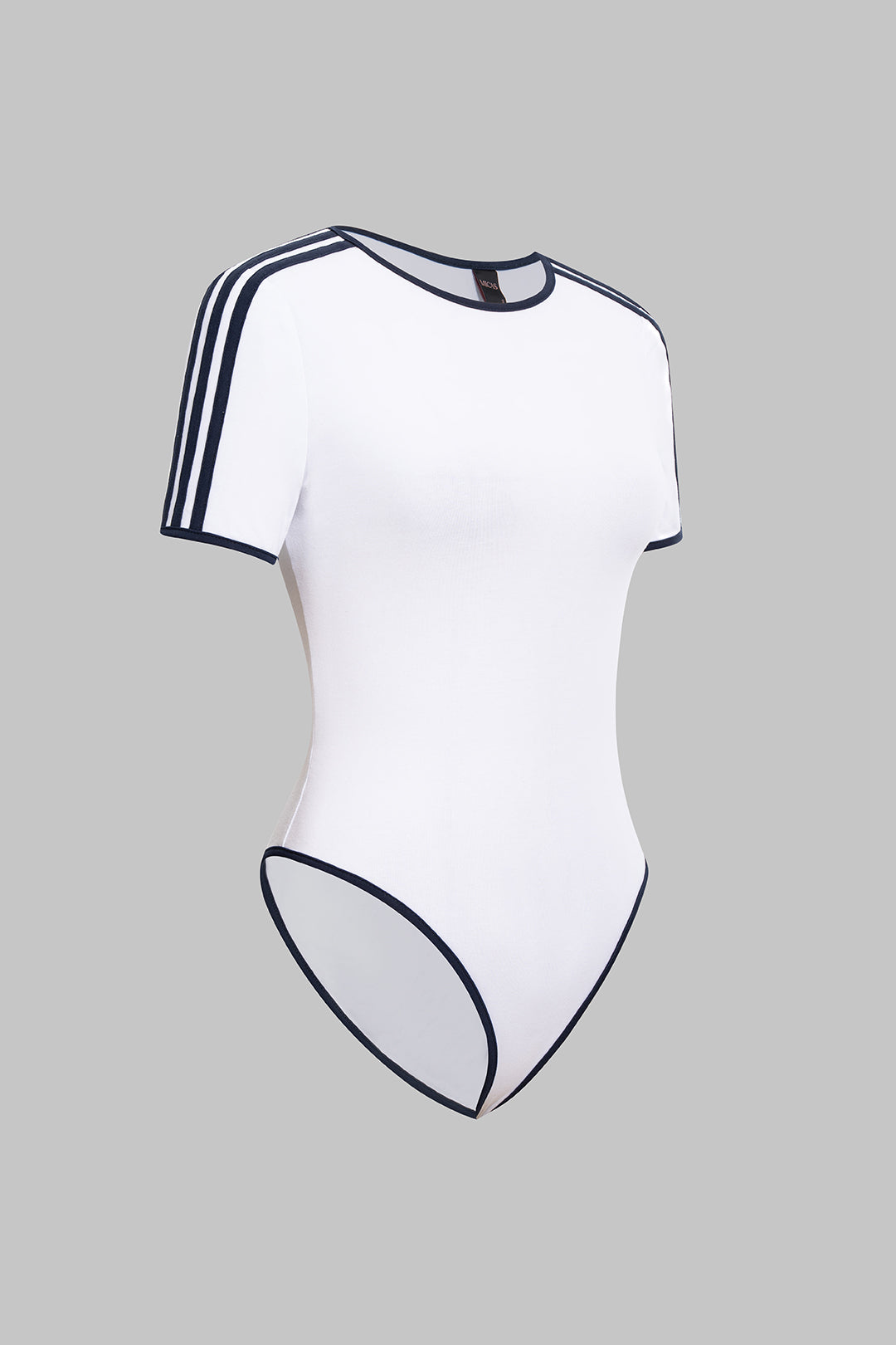 Contrast Striped Round Neck Short Sleeve Bodysuit