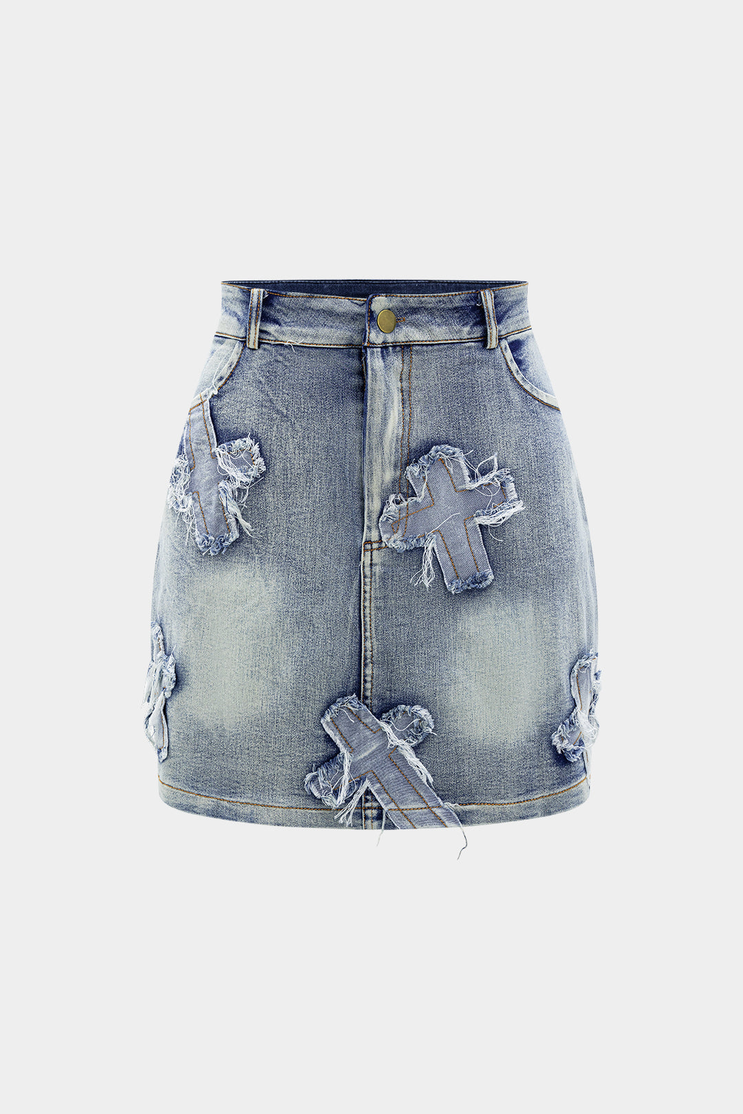 Denim Tie Up Halter And Mini Skirt Set