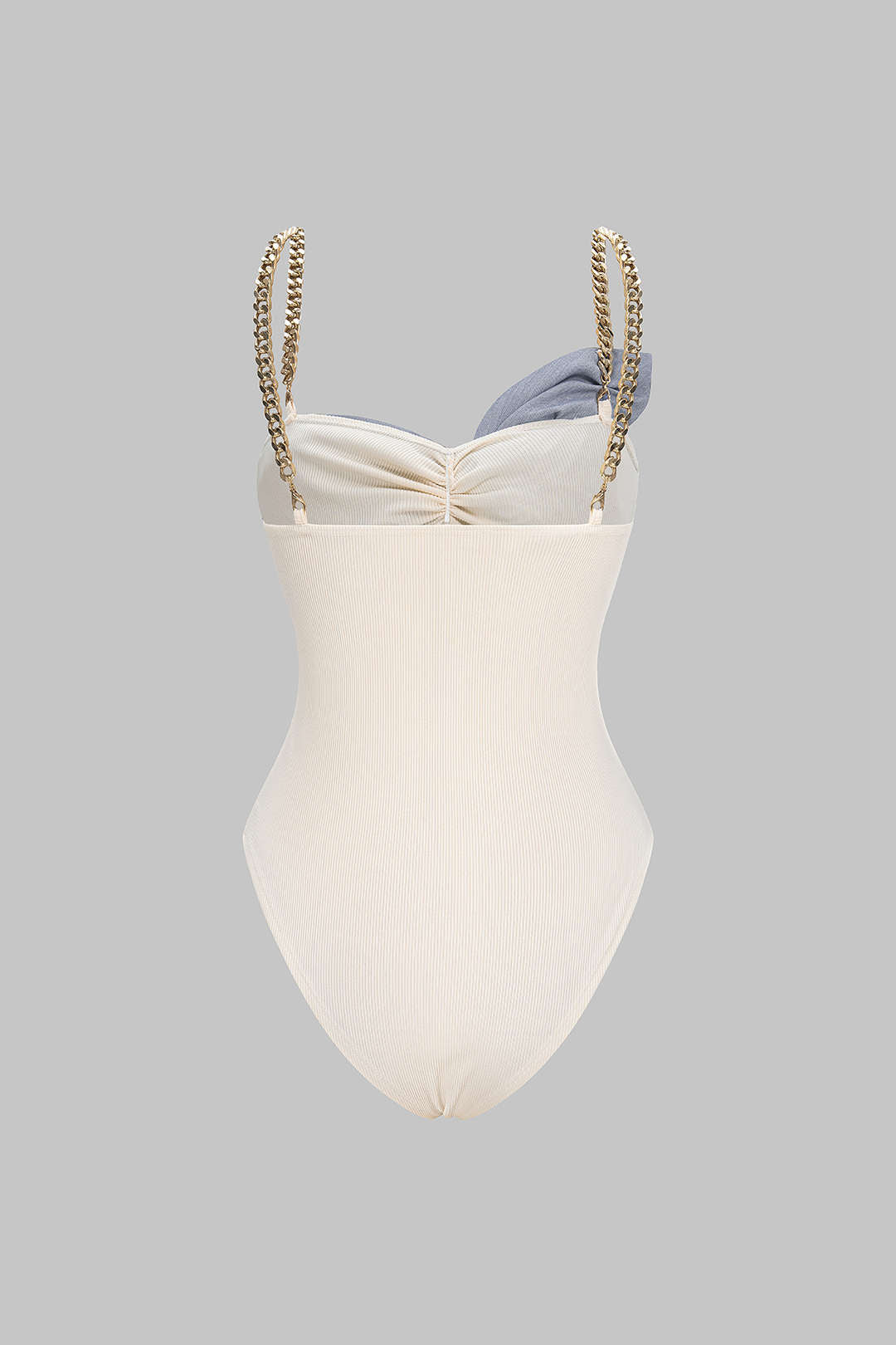 Patchwork Metallic Chain Knot Sleeveless Bodysuit
