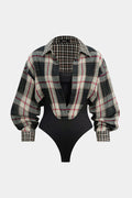 Plaid Print Long Sleeve Bodysuit