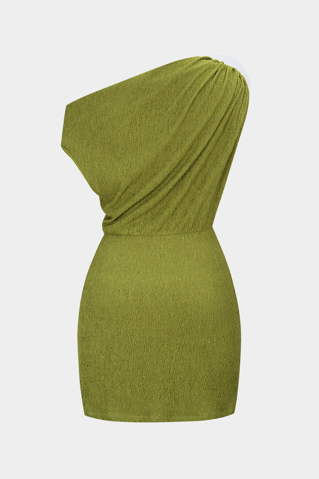 One Shoulder Asymmetrical Ruched Sleeveless Mini Dress