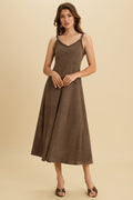 Suede Twist Knot Ruched Sleeveless Dress