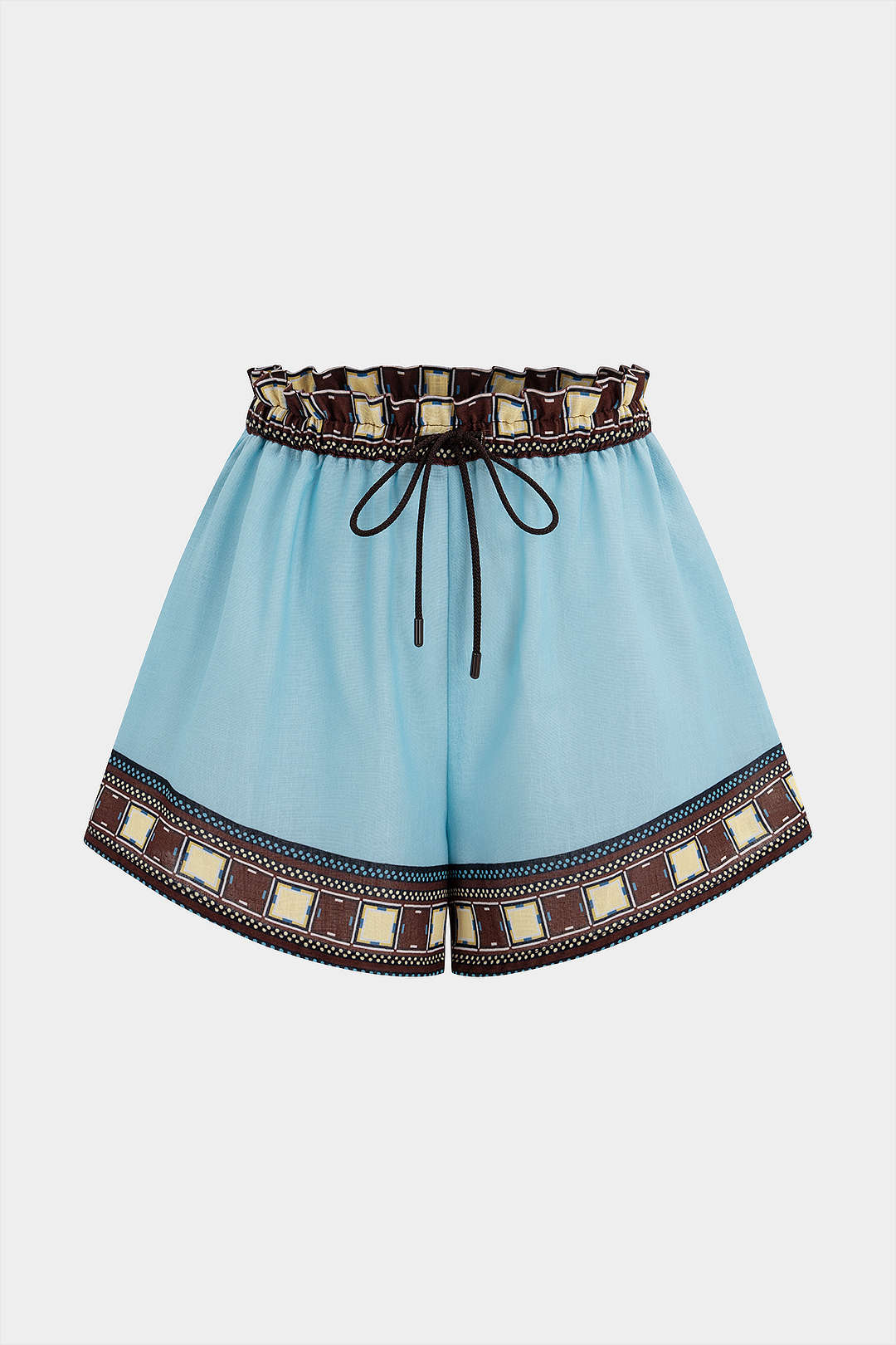 Geometric Print Linen Drawstring Shorts