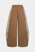 Contrast Stripes Print Ruched Wide Leg Pants
