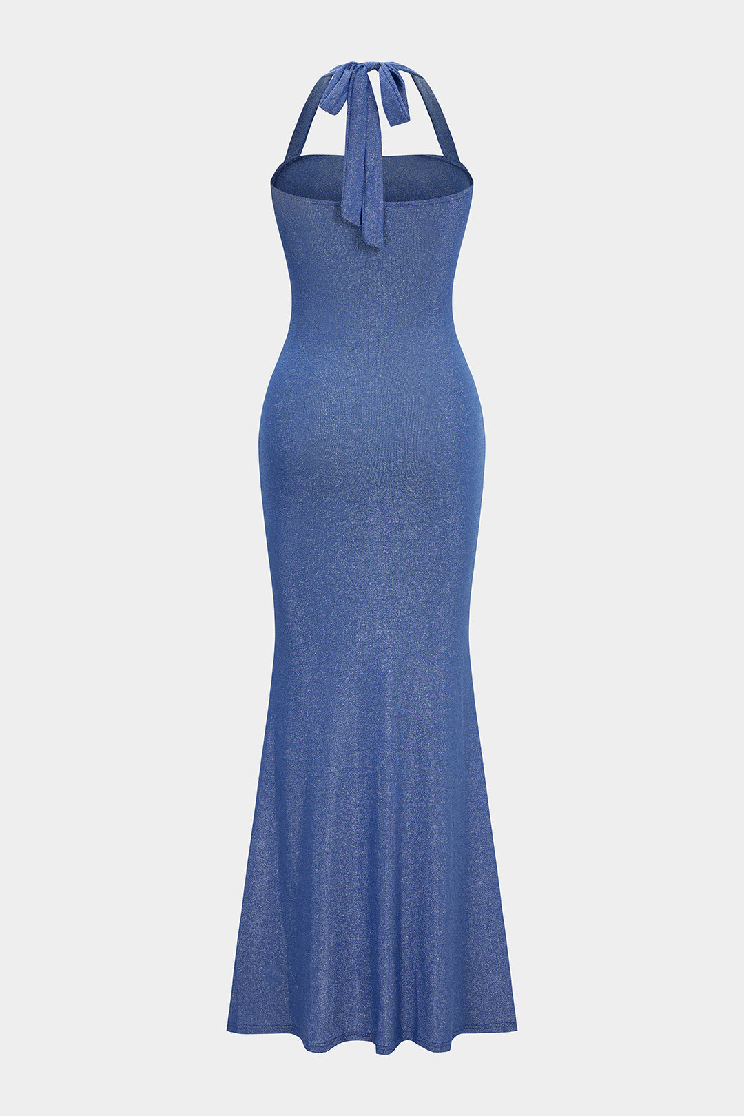 Textured Halter Tie Back Backless Sleeveless Maxi Dress