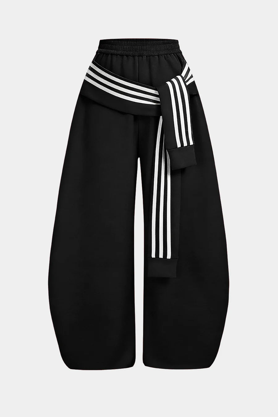 Contrast Striped Knotted High Waist Pants