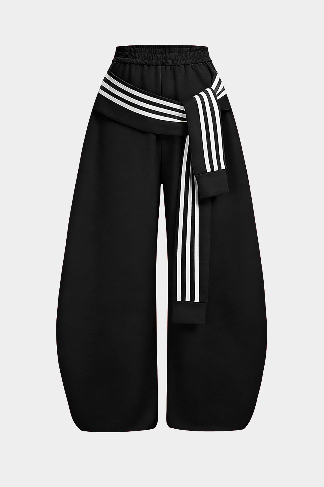 Contrast Striped Knotted High Waist Pants