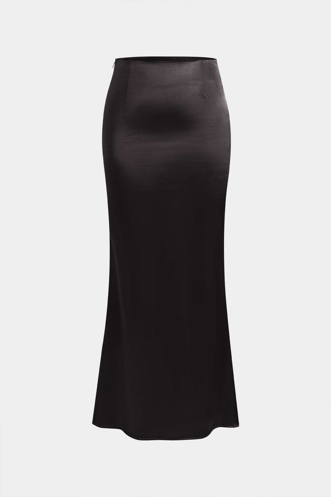 Solid Satin Zipper Skirt