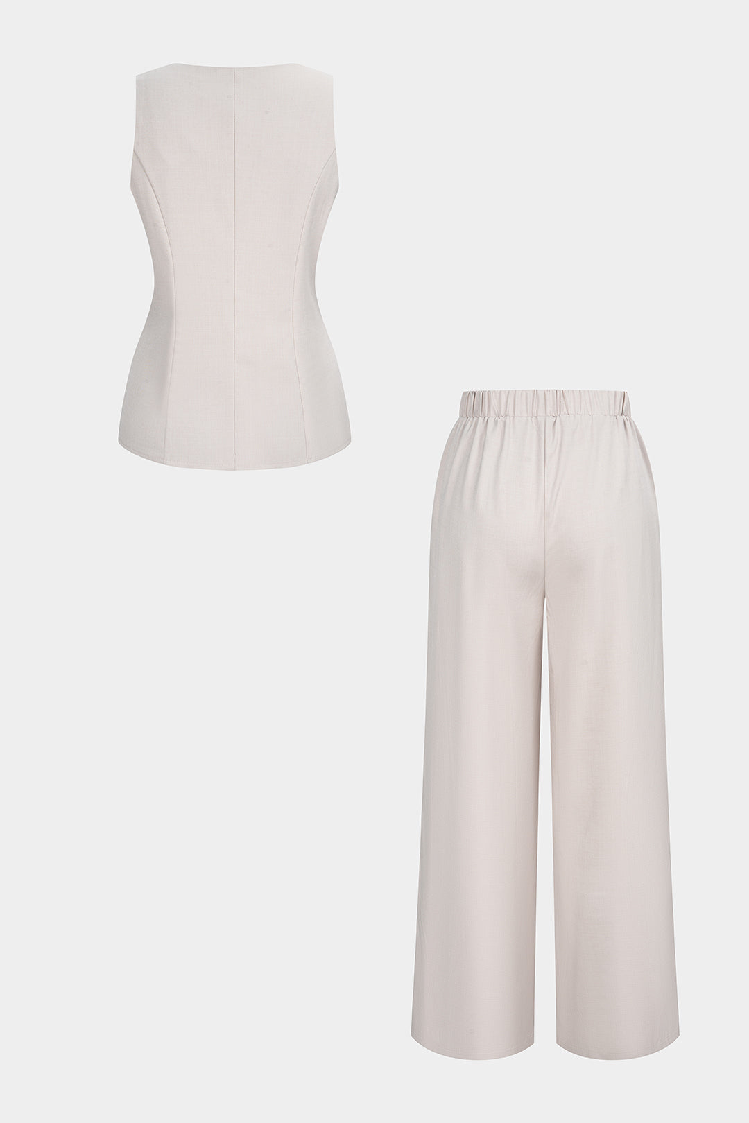 Square Neck Metallic Button Tank Top And Wide Leg Pants Set