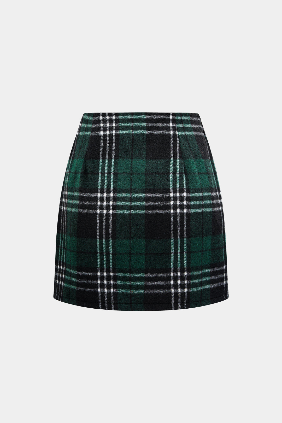 Plaid Print Woolen High Waist Mini Skirt