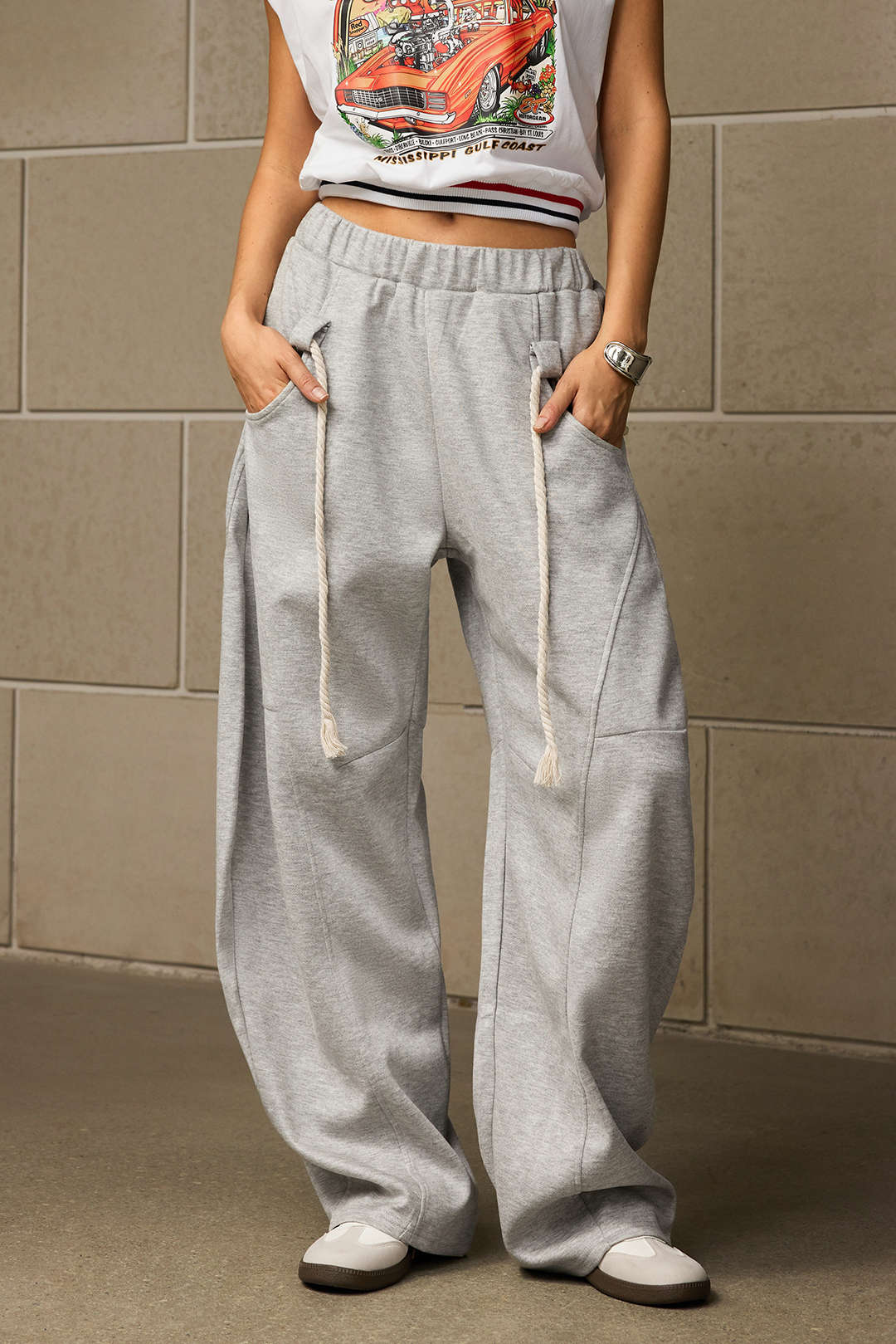Drawstring Wide Leg Trousers